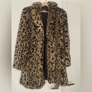 ZARA Faux Fur Leopard Print Coat